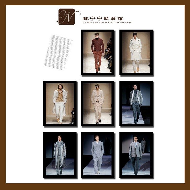 男装店挂画时尚男模特装饰画休闲西装走秀海报壁画商铺服装店墙画