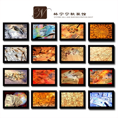 美元钱币装饰画赌场挂画棋牌室