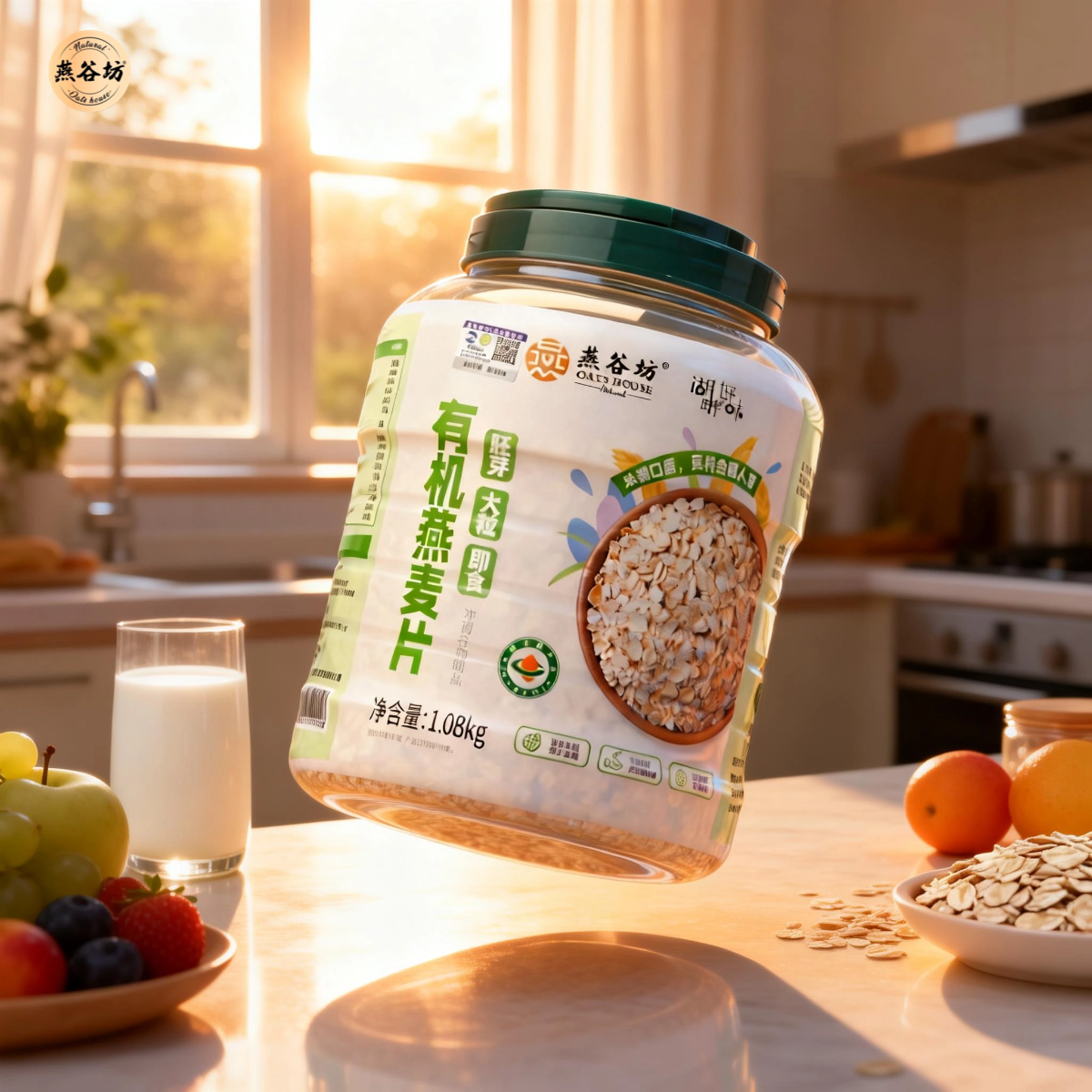 燕谷坊有机纯燕麦片0添加蔗糖1080g免煮健身冲饮即食健康营养早餐,咖啡/麦片/冲饮,营养复合麦片,淘宝优惠券,粉丝福利购,淘宝优惠卷