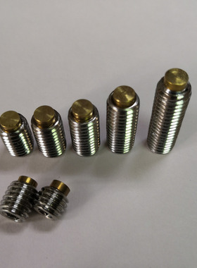 SUS304不锈钢内六角铜头圆柱紧定机米螺丝铜柱尾止付M8M10M12M16