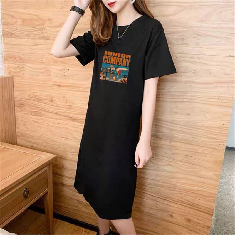 2021 Summer wear new pattern Korean Edition Self cultivation Show thin Short sleeved Dress Mid length version student half sleeve T-shirt skirtin the Women's clothing/Boutique , Skirts  category - from Buy2taobao.com to provide professional Taobao agent buy service