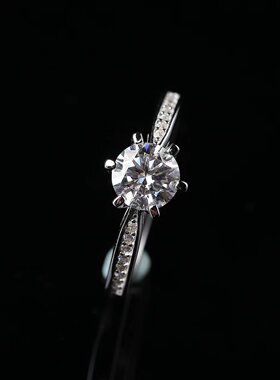 正品D色莫桑钻925纯银微镶永恒之恋戒指情侣对戒求婚戒指结婚钻戒
