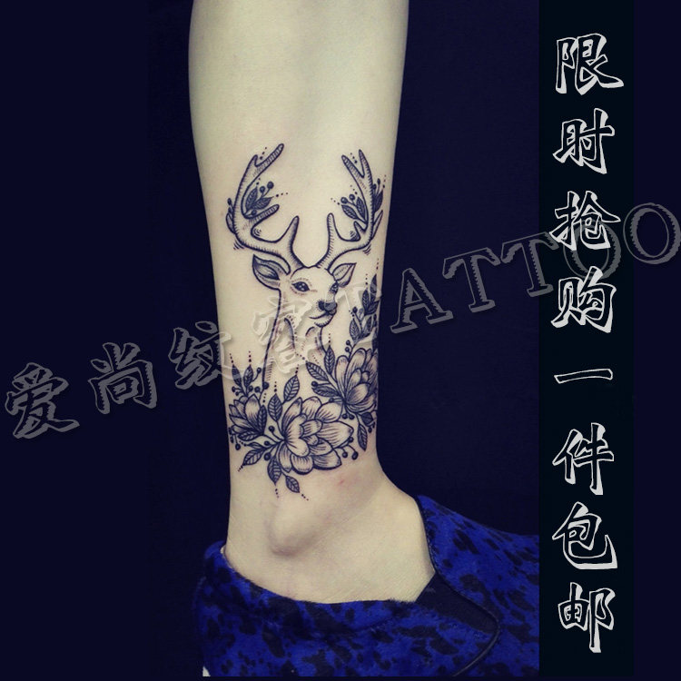 爱尚纹客-神鹿纹身贴防水男女手臂持久创意仿真逼真性感图腾刺青