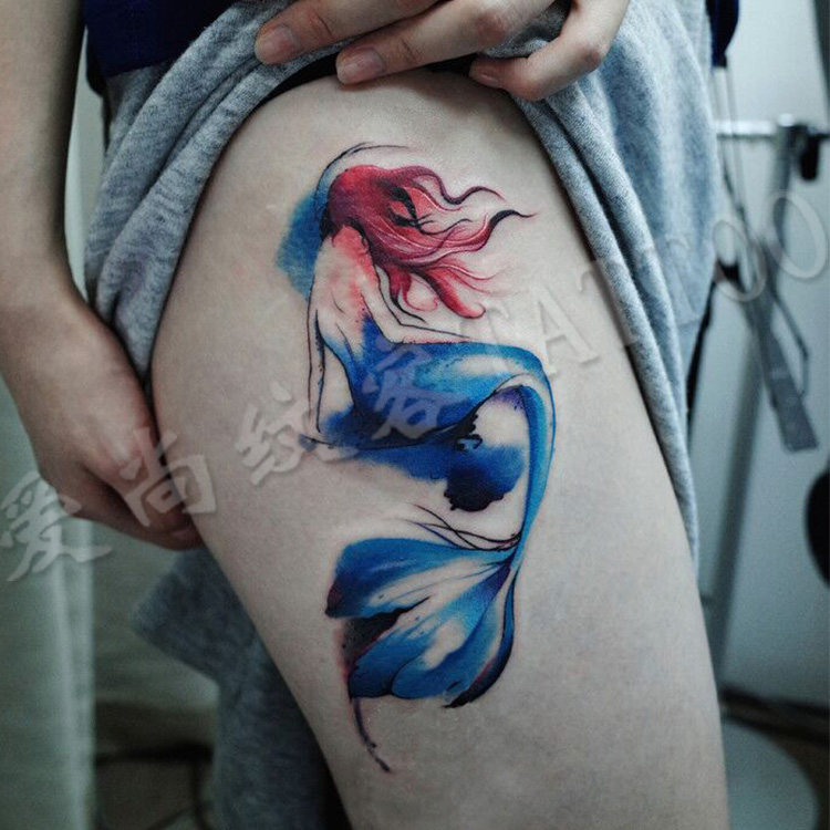 爱尚纹客-彩色美人鱼纹身贴防水女持久仿真性感手臂刺青贴纸包邮