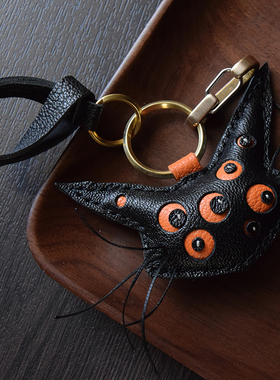 【MR夹子】猫 设计师原创遥控车钥匙包挂件 手工定制真皮个性创意