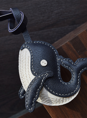 【MR夹子】鲸蓝/设计师原创真皮车钥匙包挂件简约个性挂饰礼物女