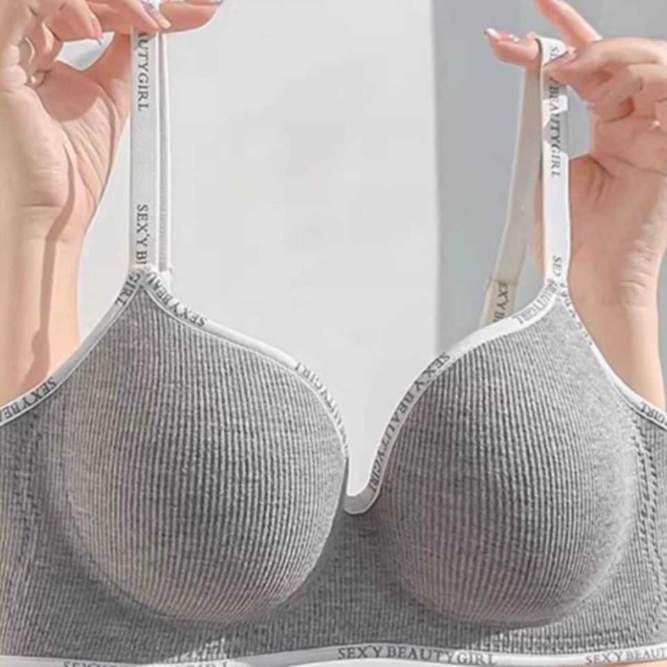 内衣女小胸聚拢加厚显胸大无钢圈收副乳防下垂运动风无痕文胸罩
