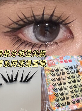 兔奶奶D33蕾系网感漫画眼假睫毛湿尖浓密分段睫毛轻亚裔感
