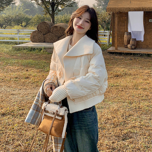 毛线拼接羽绒服2C098 有买家秀2024年冬季 8965P225K318 现货 爆款