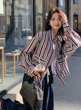 2024春夏新款时尚条纹衬衣长裤套装2C112-C317-P155套-K208