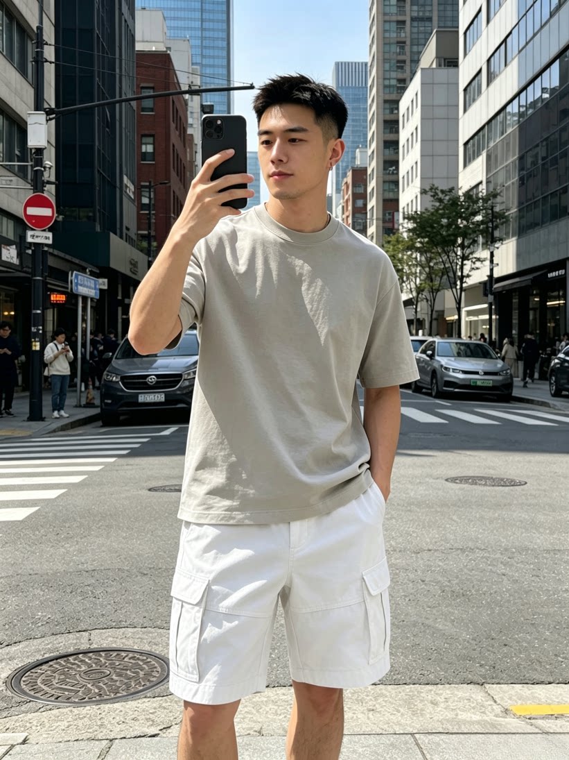 美式复古纯棉水洗做旧工装短裤户外耐磨五分裤男日常百搭多袋中裤