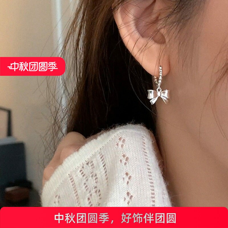 少女感蝴蝶结耳扣女设计感精致立体可爱甜美个性时尚气质耳环耳饰