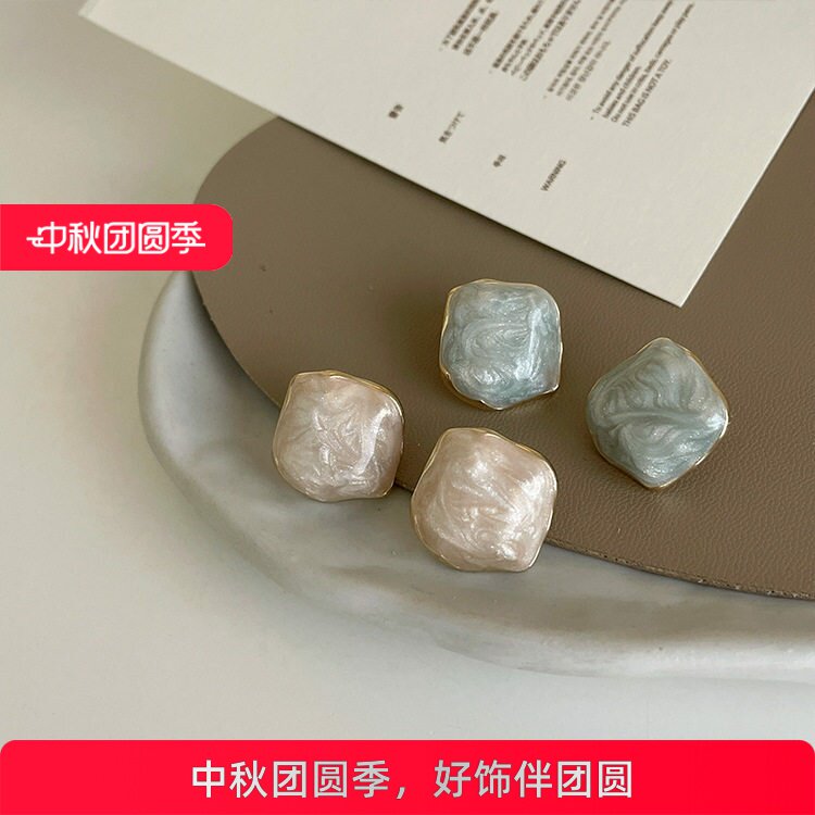 不规则滴油金属耳钉女韩国小众复古个性百搭简约气质时尚耳环耳饰