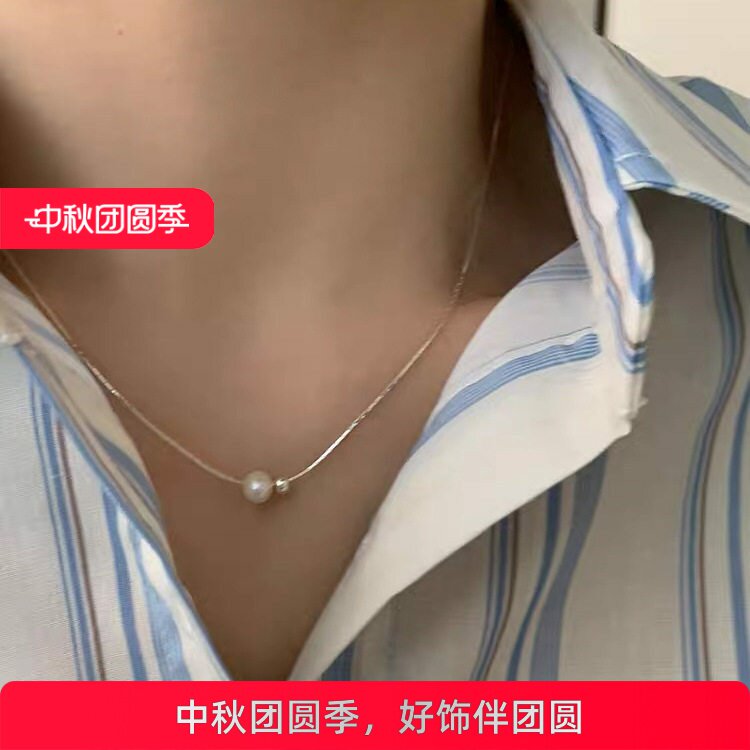 极简冷淡风珍珠金属球项链女韩国复古个性简约百搭气质颈链锁骨链