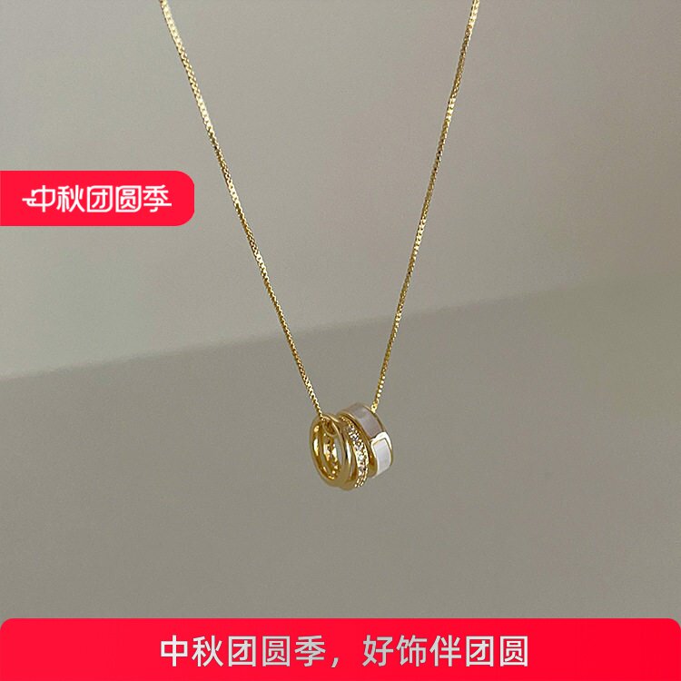 多圈锆石金属贝壳滴油笑脸女韩国小众复古个性百搭气质颈链锁骨链