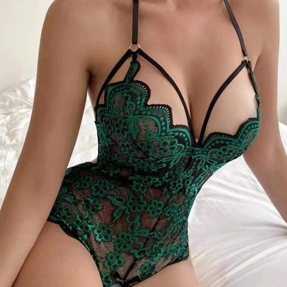 蕾丝诱惑内衣性感火辣连体衣开裆免脱套装激情睡衣批