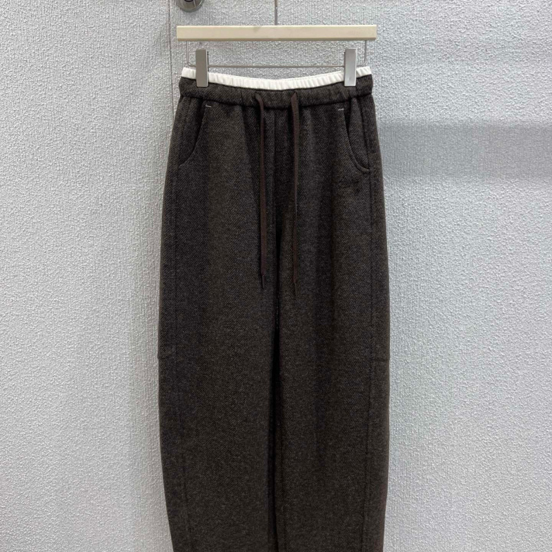 慵懒大气宽松显瘦撞色腰抽绳休闲长裤