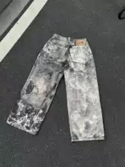 Zhigu 2025 New Digital Camouflage Printed Splash-Ink Distressed Wide-Leg Denim Pants Casual Pants Trendy