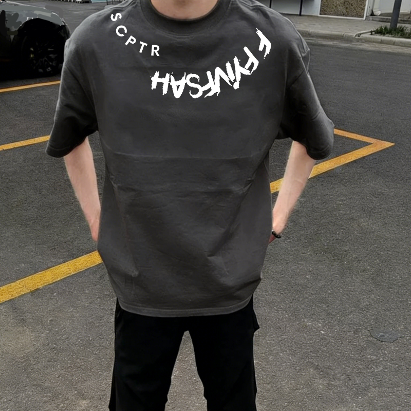 深灰色重磅美式高街短袖男女半袖夏季潮牌纯棉情侣款t恤体恤上衣