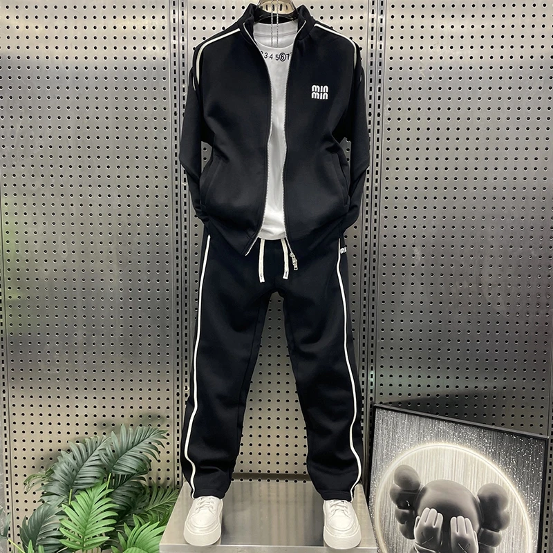 秋冬新款时尚潮流情侣户外运动休闲痞帅青少年百搭外套长裤两件套