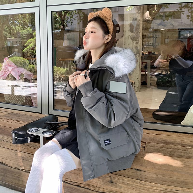 实拍 美式复古vintage军绿色外套女早秋飞行员棒球服夹克棉服棉