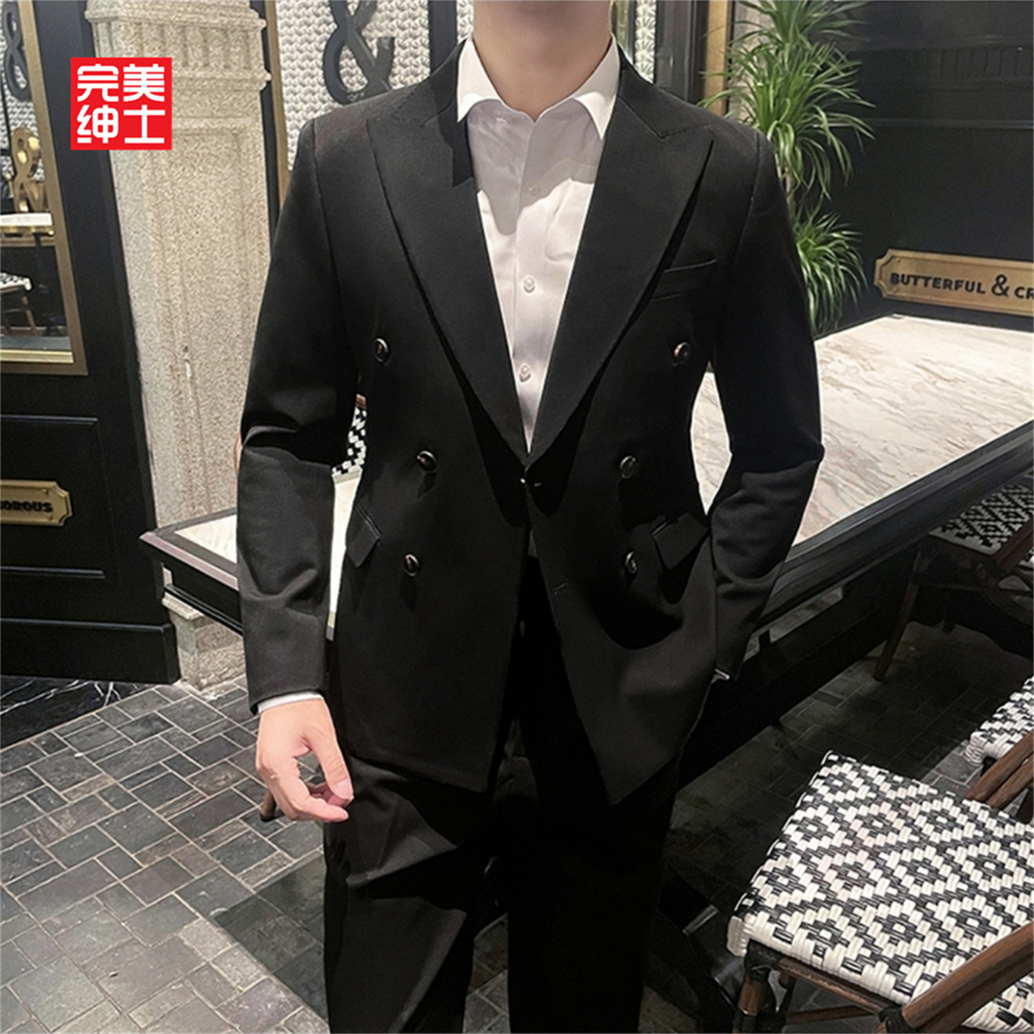 双排扣戗驳领西装男款高级感胖子穿大码结婚礼服男士西服套装高档