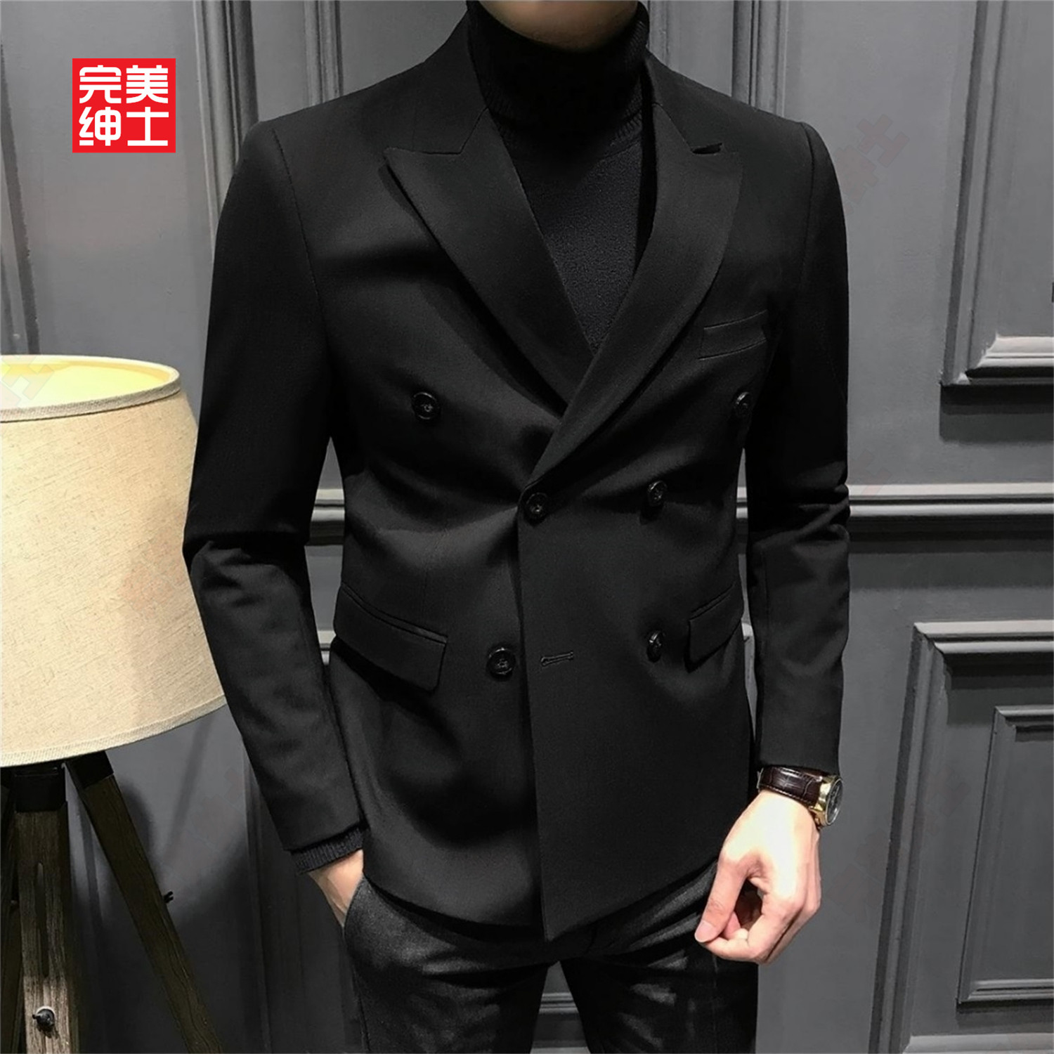 双排扣戗驳领西装男款高级感胖子穿大码结婚礼服男士西服套装高档