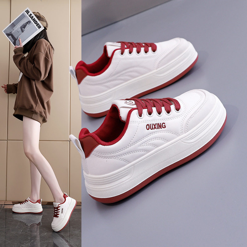 时尚厚底运动休闲鞋女2025春季新款百搭圆头小白鞋增高女板鞋8001,女鞋,帆布鞋,淘宝优惠券,粉丝福利购,淘宝优惠卷