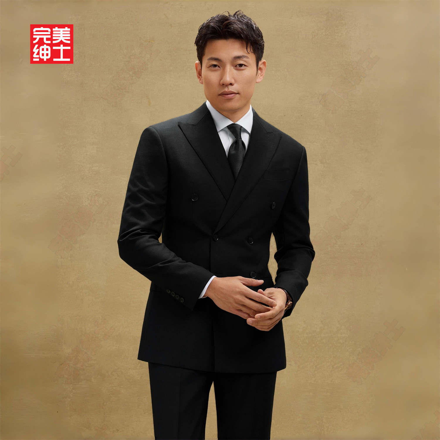 双排扣戗驳领西装男款高级感胖子穿大码结婚礼服男士西服套装高档