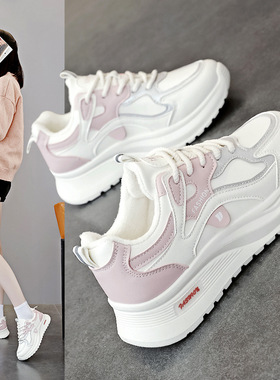 加绒运动鞋女2025新款冬季初中生跑步棉鞋轻便软底小白鞋女Q103-2