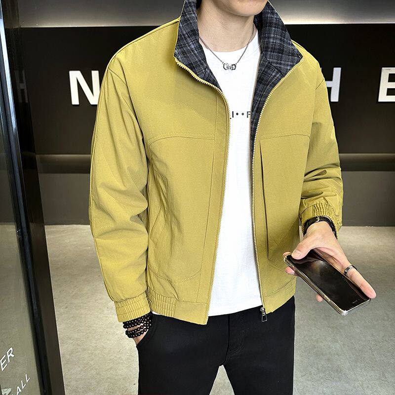 春季新款男士立领薄款夹克外套时尚简约百搭休闲舒适潮流网红上衣