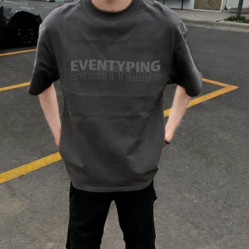 深灰短袖t恤男女夏季薄款宽松重磅纯棉青少年男生半袖情侣体恤衫