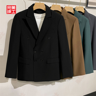 双排扣戗驳领西装男款高级感胖子穿大码结婚礼服男士西服套装高档