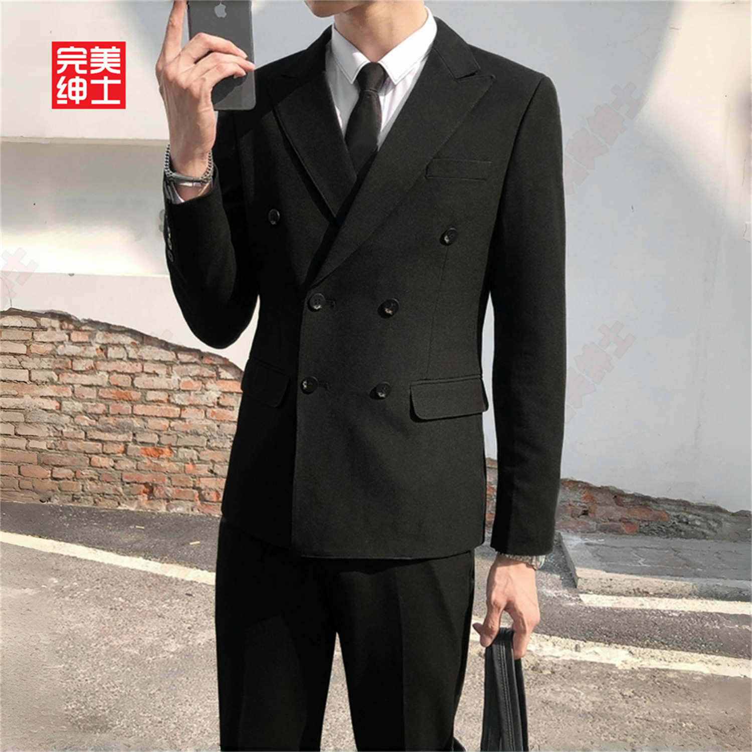 双排扣戗驳领西装男款高级感胖子穿大码结婚礼服男士西服套装高档