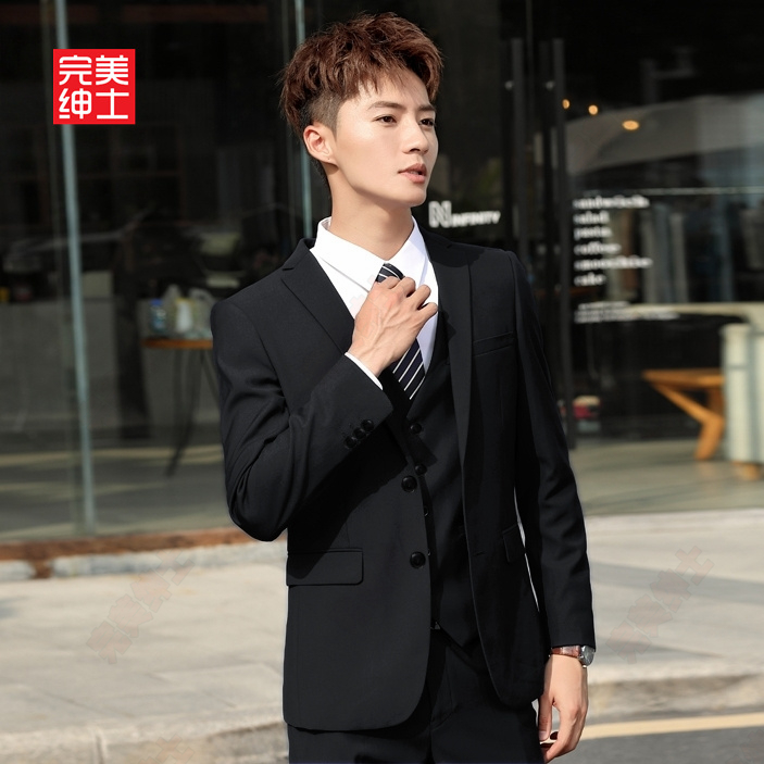 升级款西装男士商务正装职业装外套休闲大码春秋款韩版修身西服男