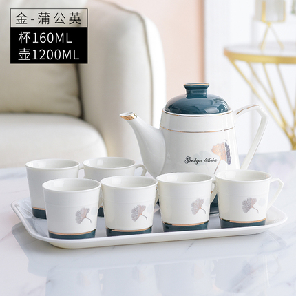 Ceramic Water Kettle Set, Nordic Style Coffee Pot and Cup, Large Cold Water Kettle, Household Water Set, High Temperature Resistant Tea Kettle