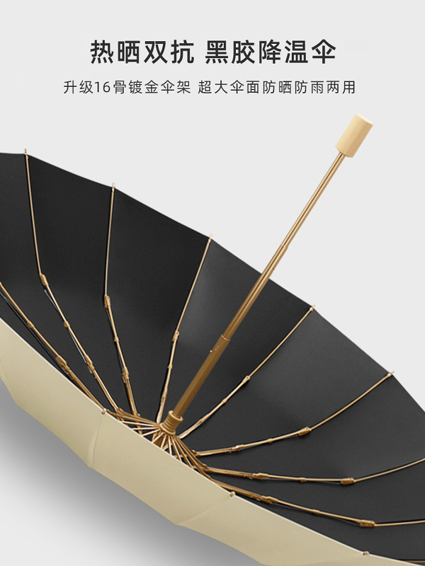 菲诺16骨雨伞女加大号加固加厚晴雨两用折叠黑胶防晒遮阳学生抗风