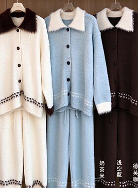小宅正品半边绒加厚家居服套装