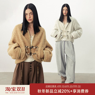 DIDDIMODAV型青果领落肩蝙蝠袖宽松长袖短款外套女款2026新款