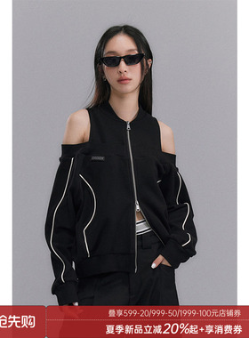 DIDDI MODA OVERSIZE 黑色半开领露肩卫衣