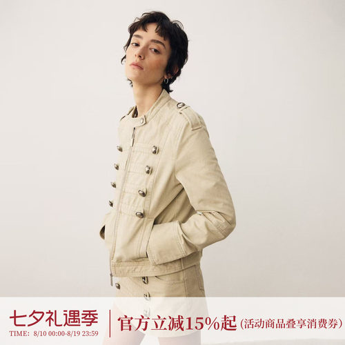 DIDDIMODA复古水洗拿破仑双排扣短款修身夹克外套女2026新款