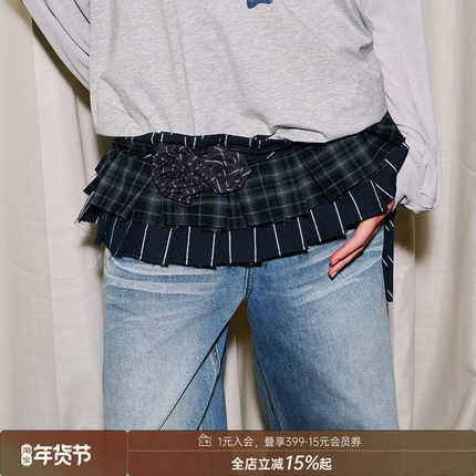 DIDDIMODA 复古层次感舒适宽松重工手工立体花屁帘裤子女