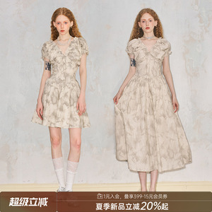 【清仓特惠】DIDDI MODA俏皮少女感泡泡袖连衣裙V领法式连衣裙女