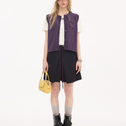 【1月9号 10:00抢新】DIDDI MODA 圆领小口袋针织马甲开衫