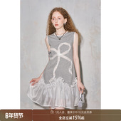 DIDDI MODA少女镂空蝴蝶结绣花无袖 连衣裙宽松显高背心连衣裙温柔