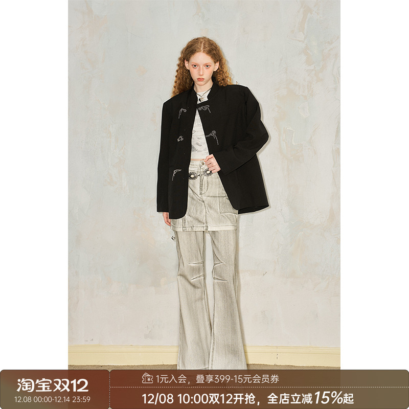 DIDDIMODA烫钻门襟西装外套