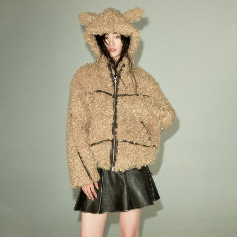 DIDDIMODA羚羊卷环保皮草外套