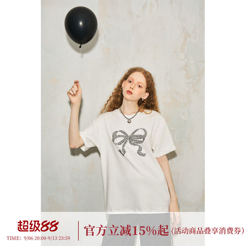 DIDDIMODA蝴蝶结亮片T恤图片