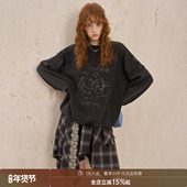 DIDDIMODA 新款 贴布绣趴趴狗洗水刺绣宽松长袖 套头卫衣女25年秋季