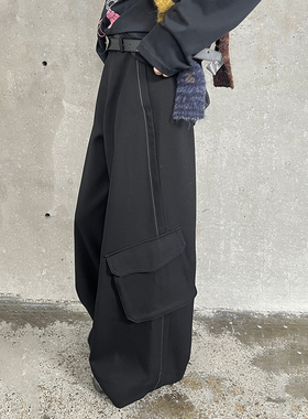 DIDDIMODA 廓形活页侧缝分割多口袋休闲西装裤